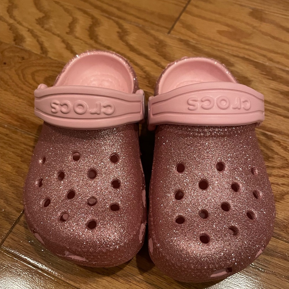 Pink Sparkly toddler girls Crocs